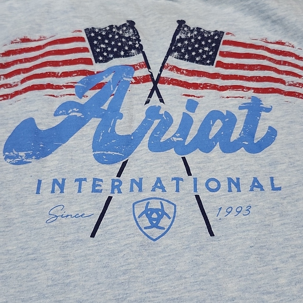 ARIAT REAL FLAG WAVER HALOGEN-BLUE COTTON SHORT-SLEEVE TEE-SHIRT PRICE FIRM